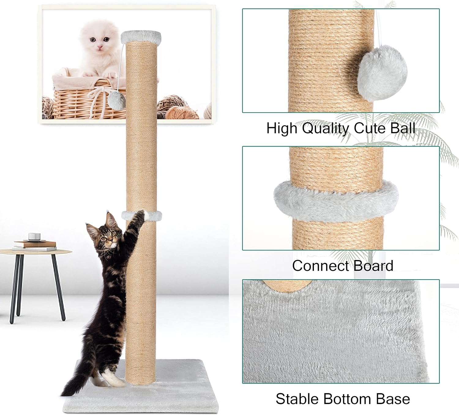 Rascador para gatos de 32 pulgadas de alto para interiores con cuerda -  VIRTUAL MUEBLES