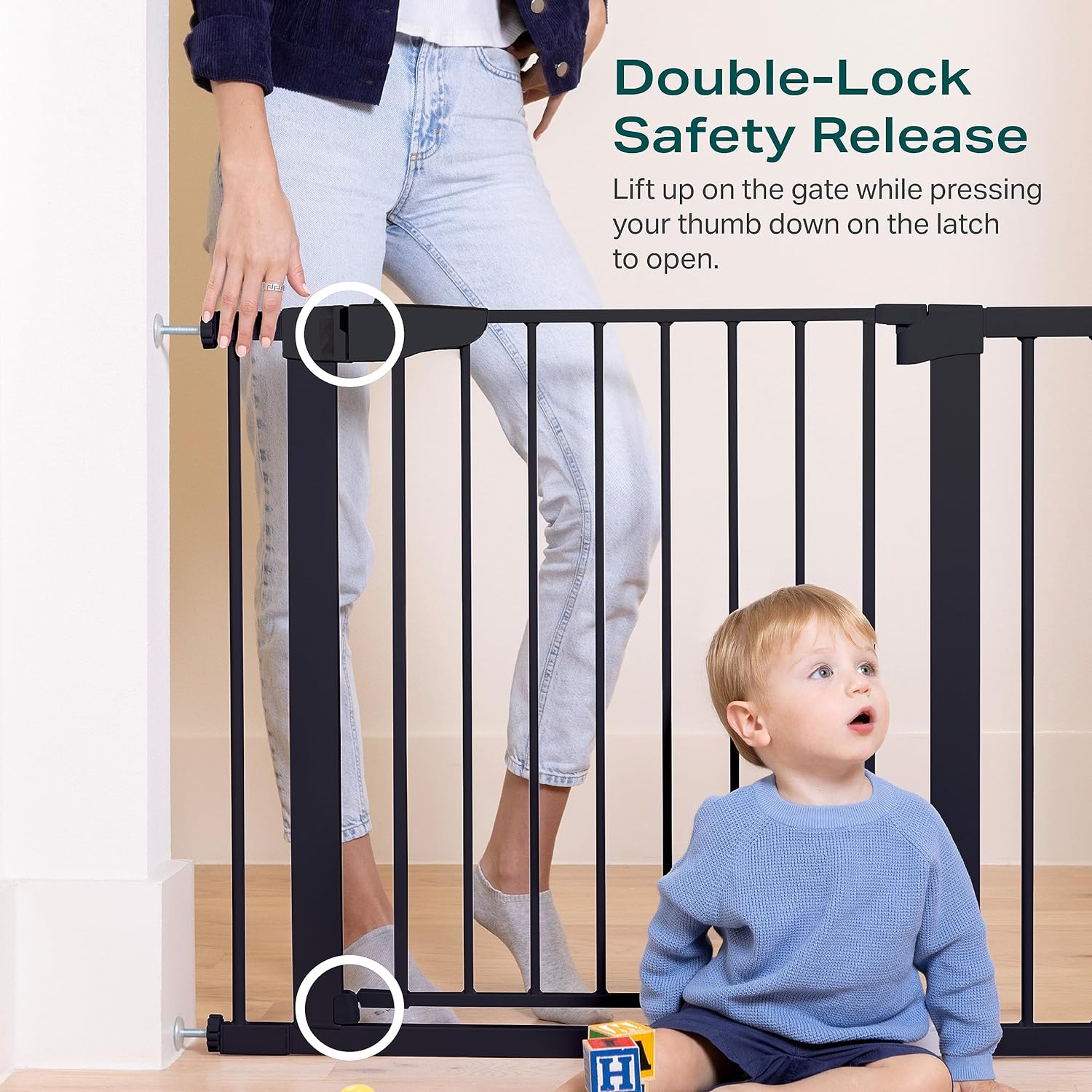 Puerta de seguridad con cierre automático para bebé, de 46 cm, extra a -  VIRTUAL MUEBLES