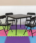 Juego de mesa y silla plegable de 5 piezas para niños, color negro