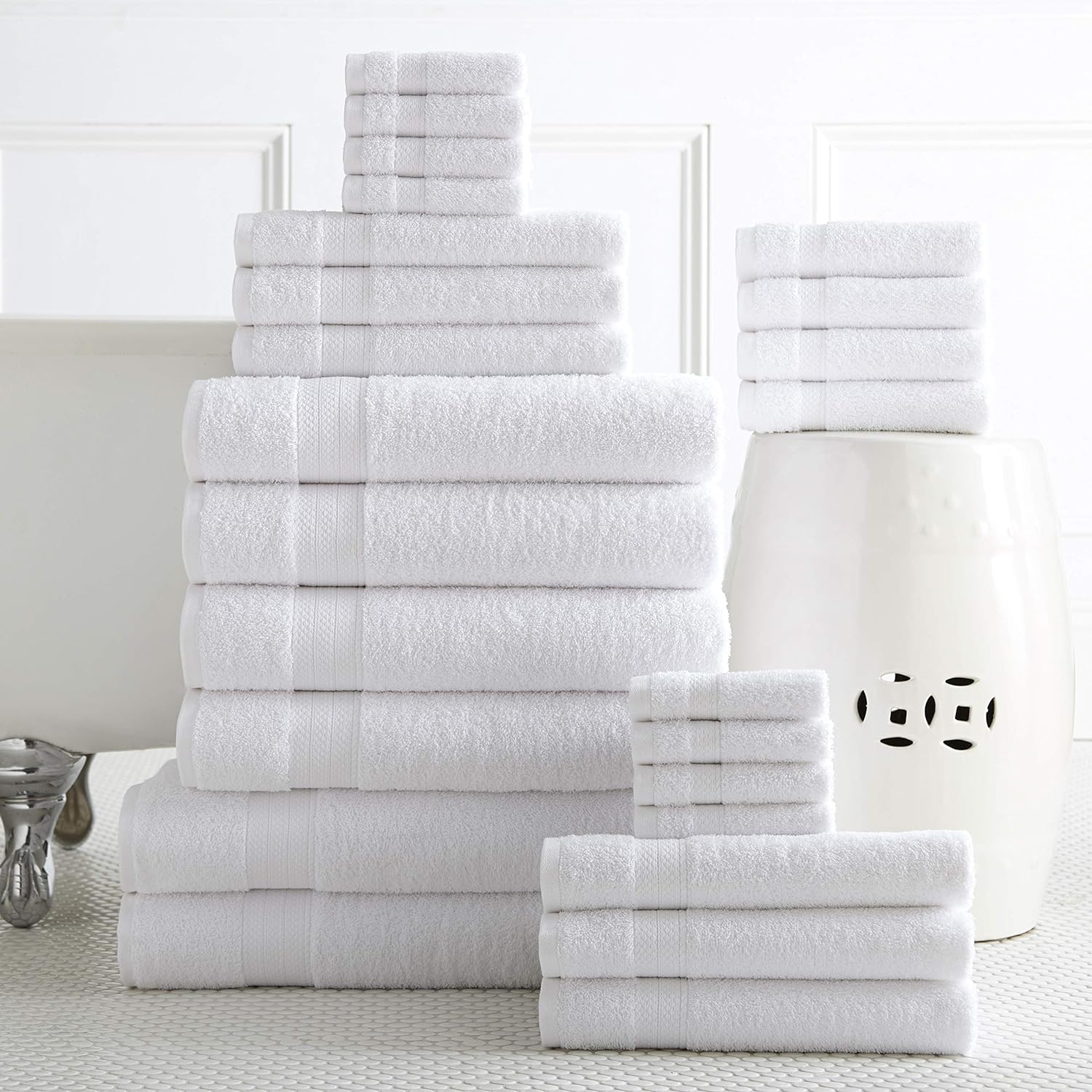 Juego de 24 toallas de baño blancas para baño, 2 toallas de baño de gran