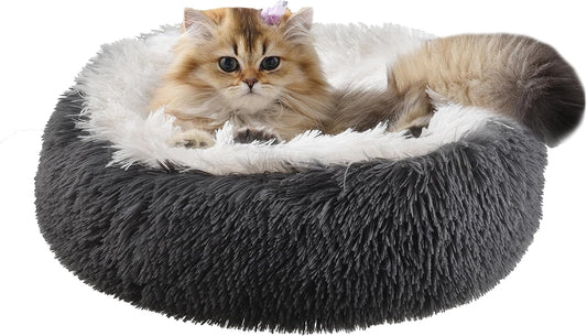Camas calmantes para gatos de interior, cama redonda antiansiedad para gatos,