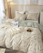 Juego de funda de edredón y 2 fundas de almohada, 100% algodón, diseño floral