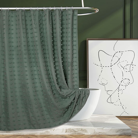 Siiluminisoy Cortina de ducha bohemia verde de tela tejida, bonita cortina de - VIRTUAL MUEBLES