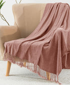 Manta de felpilla con borlas con flecos, manta ligera decorativa para el hogar,