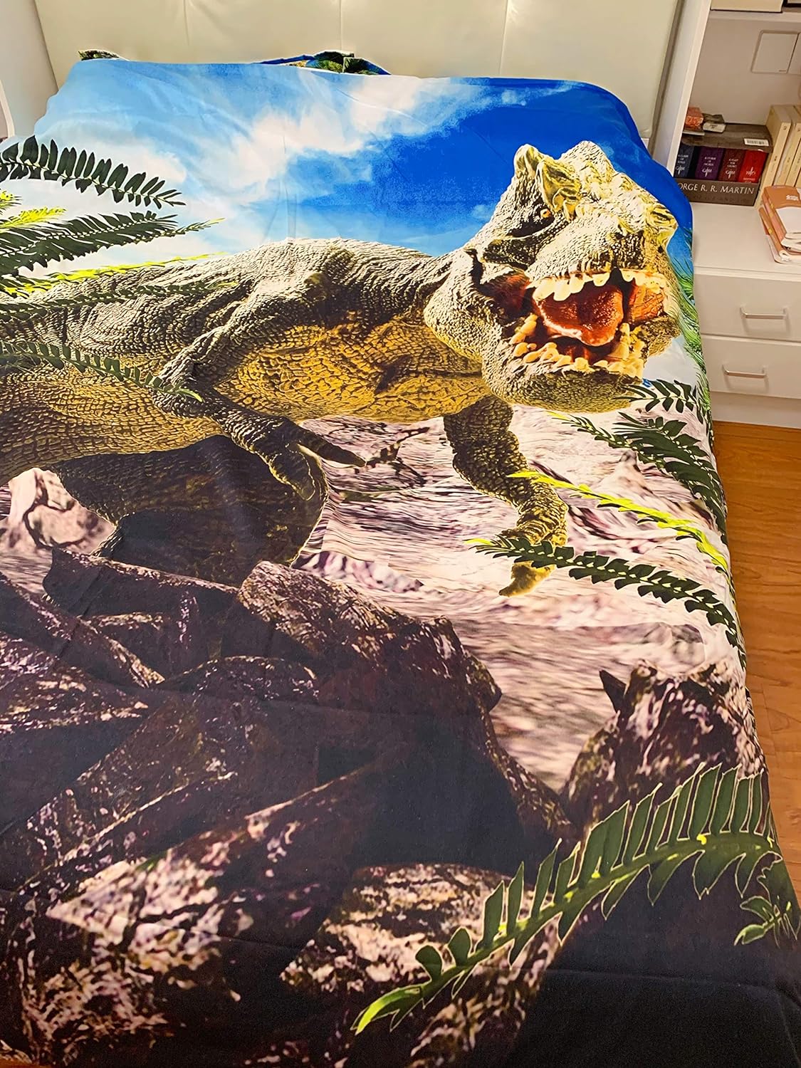 Juego de cama de 3 piezas para niños y adultos, tamaño King Jurassic dinosaurio