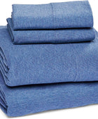 Tienda Juego de sábanas de jersey de algodón tamaño Queen color azul cambray