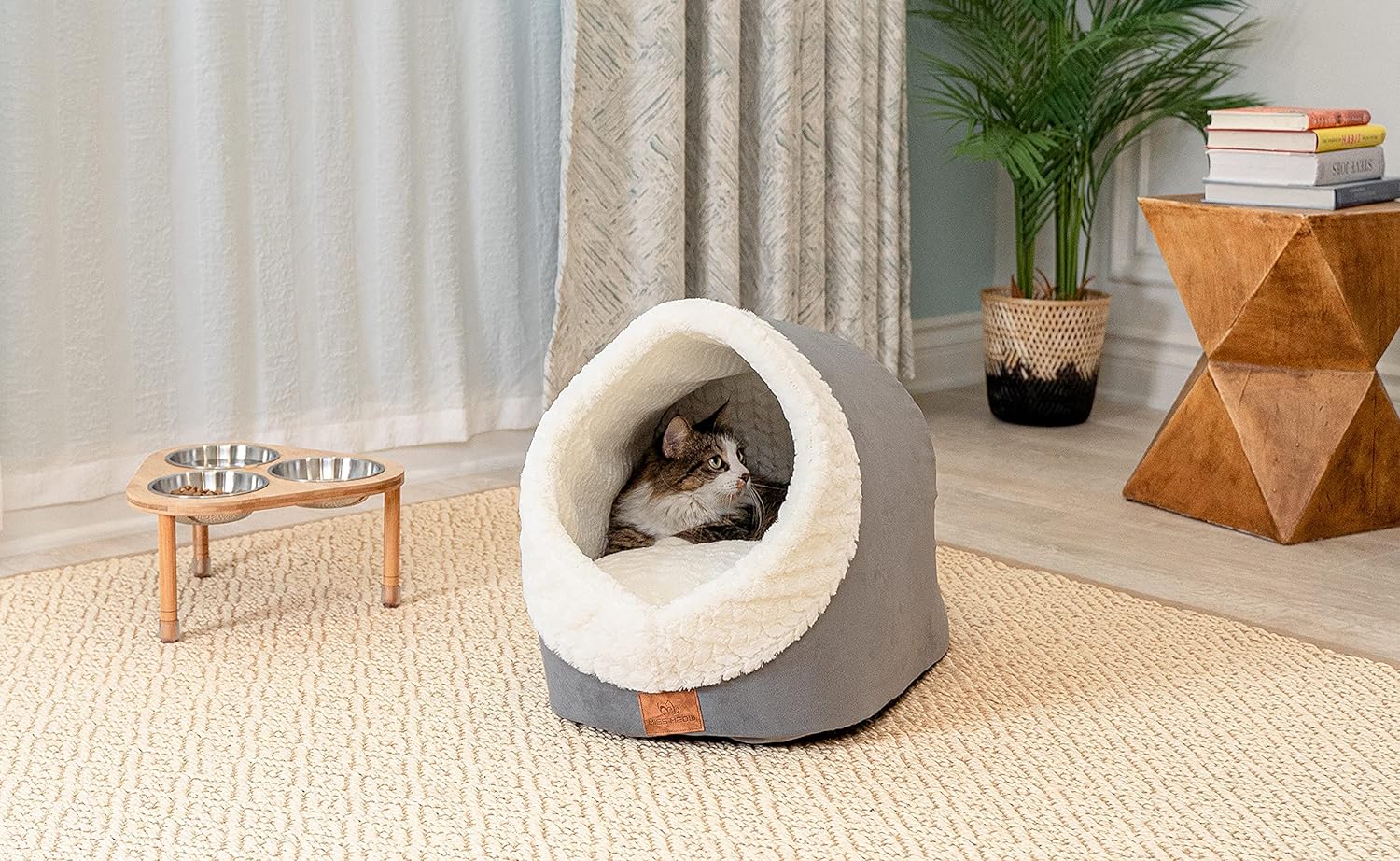 Cama para gato, cálida, redonda y en forma de cueva