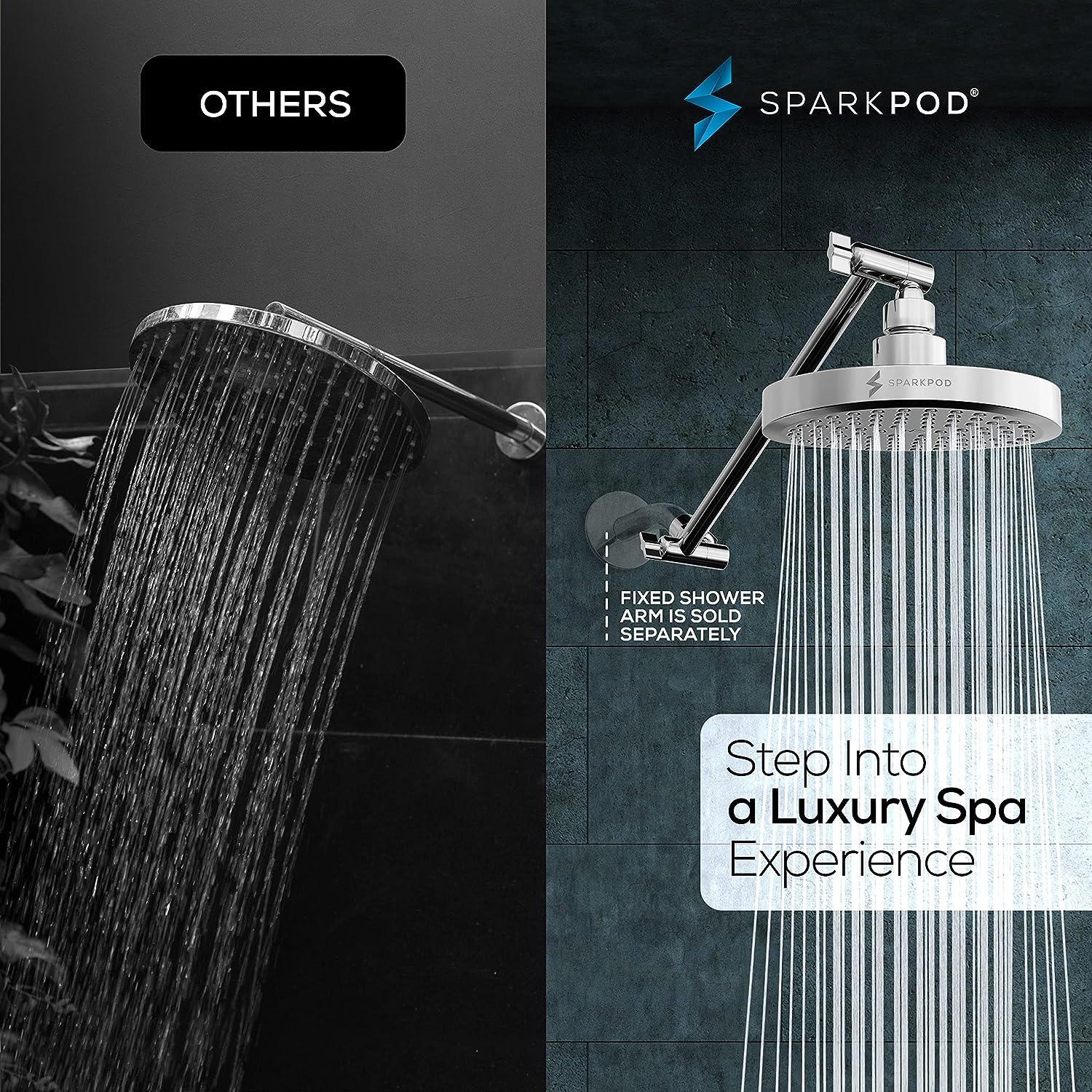  SparkPod Cabezal de ducha, lluvia de alta presión, diseño de  lujo de alta calidad, instalación en 1 minuto, reemplazo ajustable fácil de  limpiar para los cabezales de ducha de tu baño (