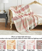 Manta tejida con textura a cuadros para sofá, manta decorativa colorida con
