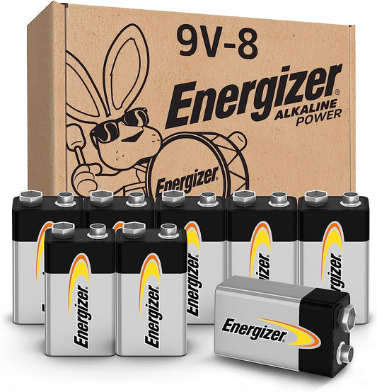 Baterías alcalinas de 9 voltios (paquete de 8), baterías alcalinas de 9 V de