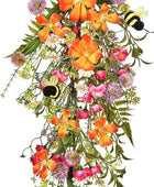 22.0in Verano Blooms and Bumble Bee Floral Teardrop Swag Flores artificiales - VIRTUAL MUEBLES