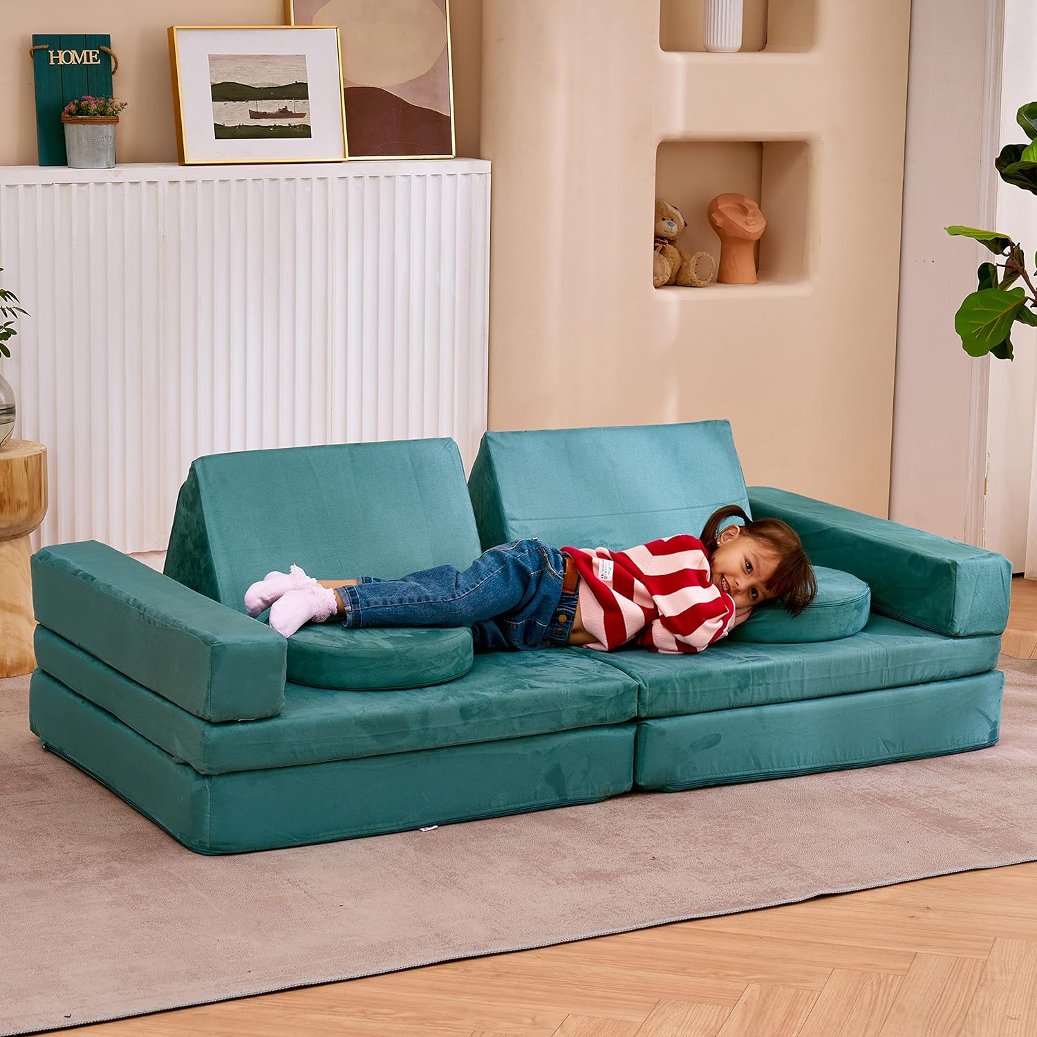 Sofá de tamaño extendido, 10 piezas con futones, sofá de suelo