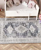 Alfombra bohemia lavable de 3 x 5 pies, color gris, para entrada, dormitorio,