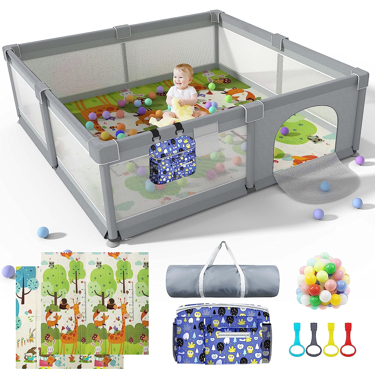 Corral de juegos para bebés y niños pequeños con alfombra, área de val -  VIRTUAL MUEBLES