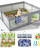 Corral de juegos para bebés y niños pequeños con alfombra, área de valla extra