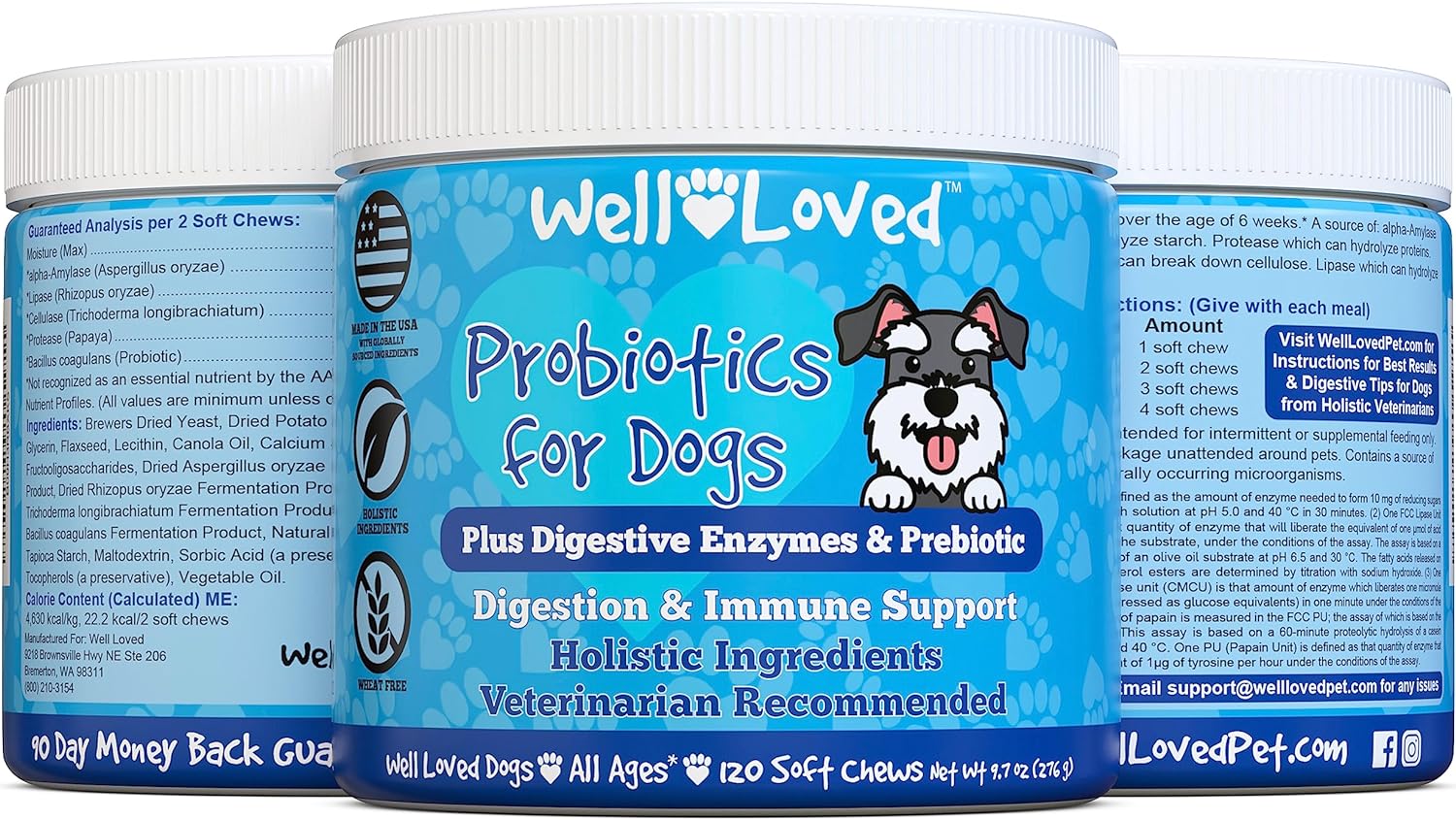 Probióticos para perros, probióticos para perros y enzimas digestivas,