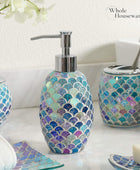 Juego de accesorios de baño de cristal mosaico de 5 piezas dispensador de jabón - VIRTUAL MUEBLES