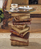 Power Vintage Decor Mesa auxiliar de libros apilados con parte superior de