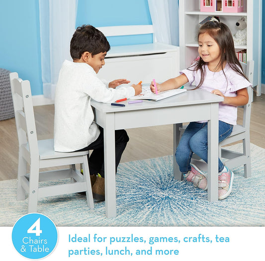 Mesa y sillas-Muebles grises Juego de mesa y sillas de madera para niños, gris