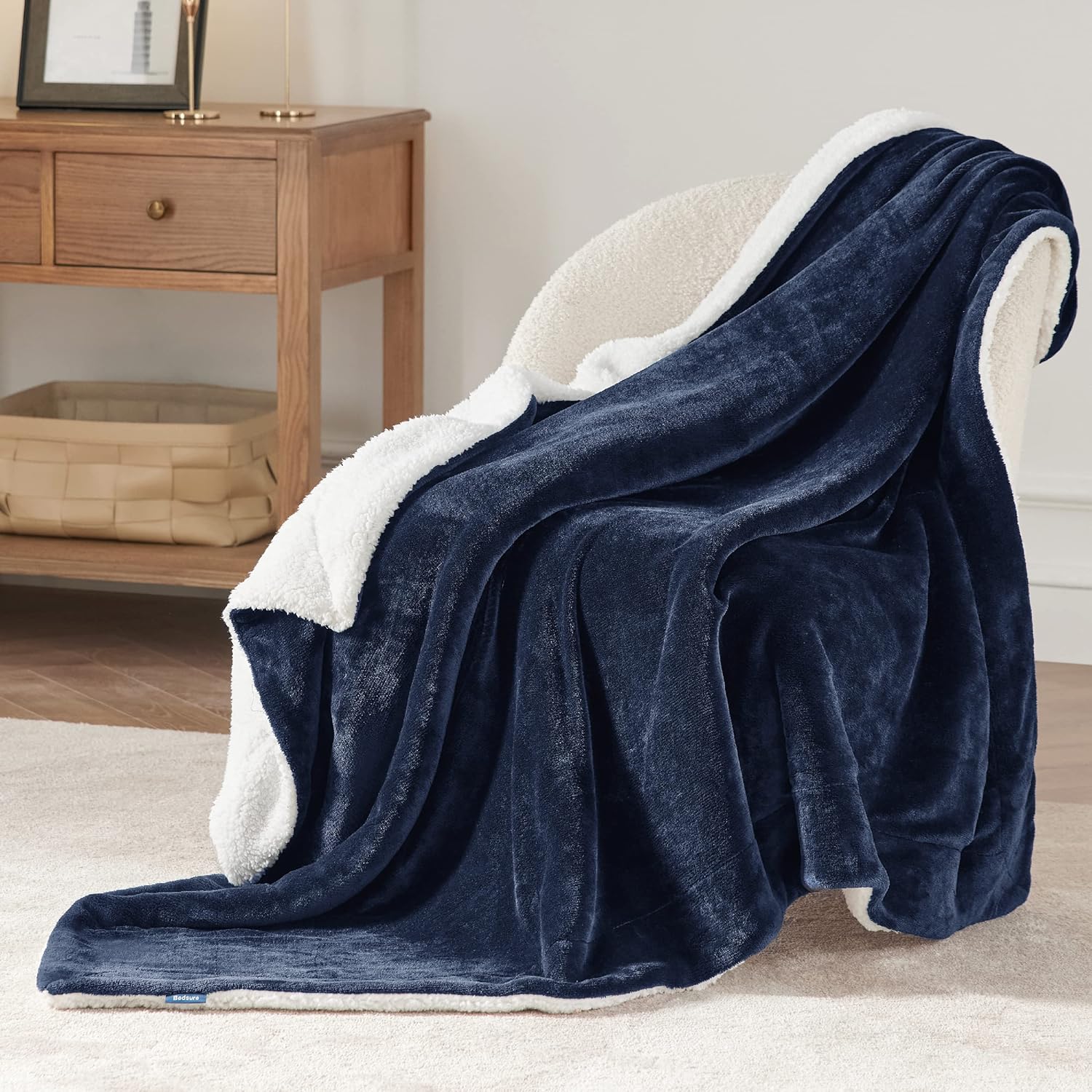 Bedsure Manta de forro de vellón Sherpa para sillón, gruesa y cálida para