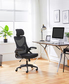 Silla de oficina ergonómica de malla, silla de escritorio con respaldo alto con reposabrazos