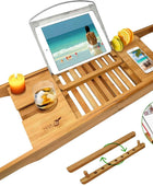 Bandeja de baño de lujo de bambú de madera para tu libro, tableta o teléfono - VIRTUAL MUEBLES