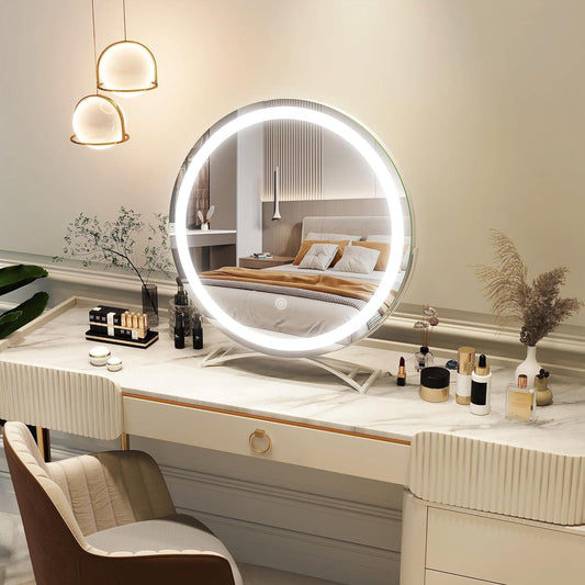 Espejo de maquillaje grande de 18 pulgadas con luces, control táctil - VIRTUAL MUEBLES