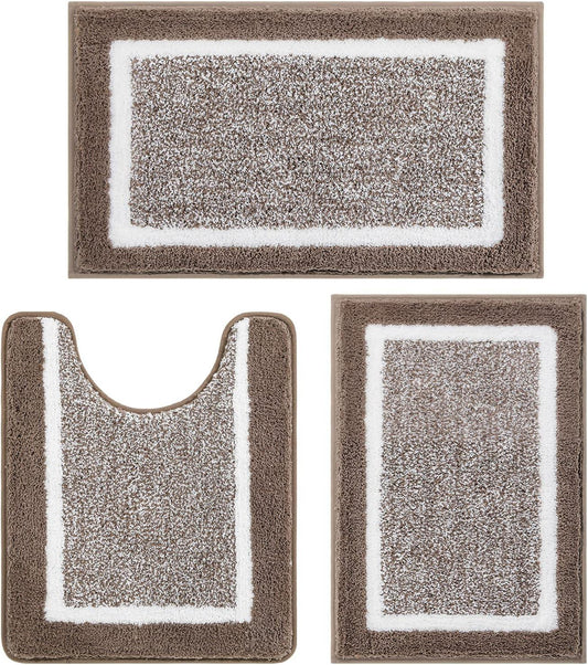 Juego de alfombras de baño de 3 piezas con contorno en forma de U, tapete de - VIRTUAL MUEBLES