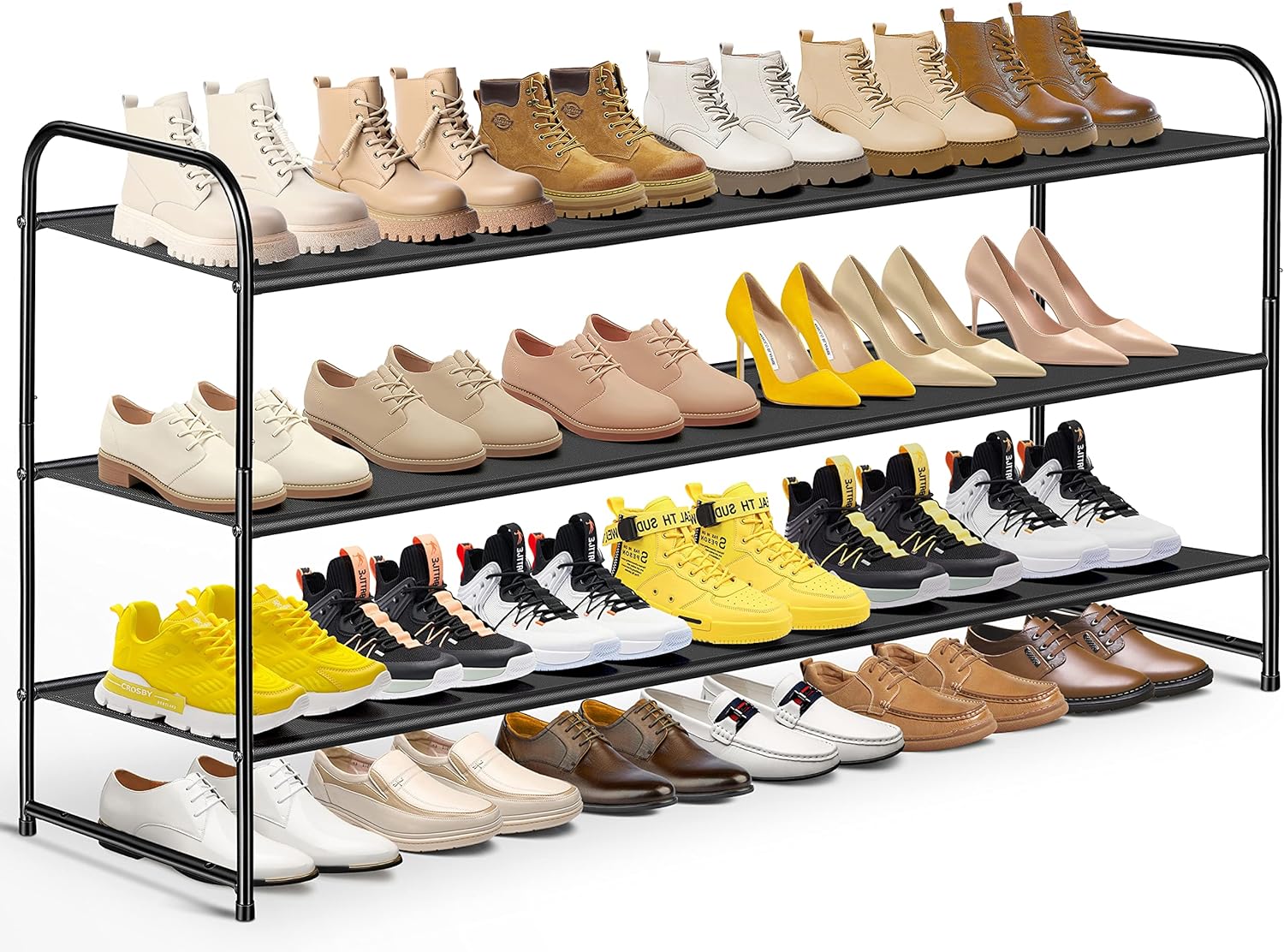 AOODA Zapatero largo de 3 niveles para armario, amplio organizador de  zapatos, 28 bolsillos grandes de malla sobre la puerta, organizador de  zapatos