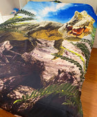 Juego de cama de 3 piezas para niños y adultos, tamaño King Jurassic dinosaurio