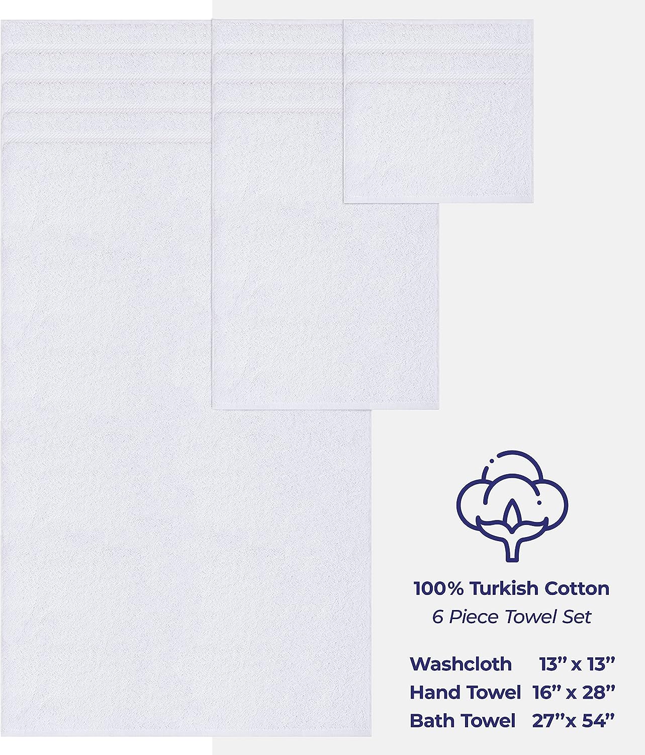 Pur Spa Designer Luxury Towel Complete Collection - Juego de toallas de 6  piezas, 21.16 oz/m², 2 toallas de baño, 2 toallas de mano y 2 paños (crema)