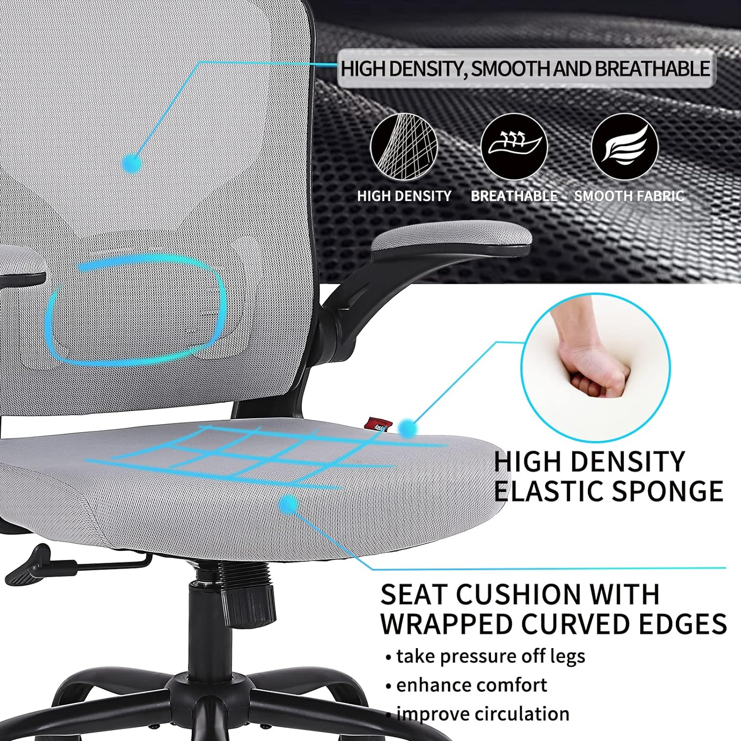 Silla ergonómica de escritorio de oficina giratoria de malla transpira -  VIRTUAL MUEBLES