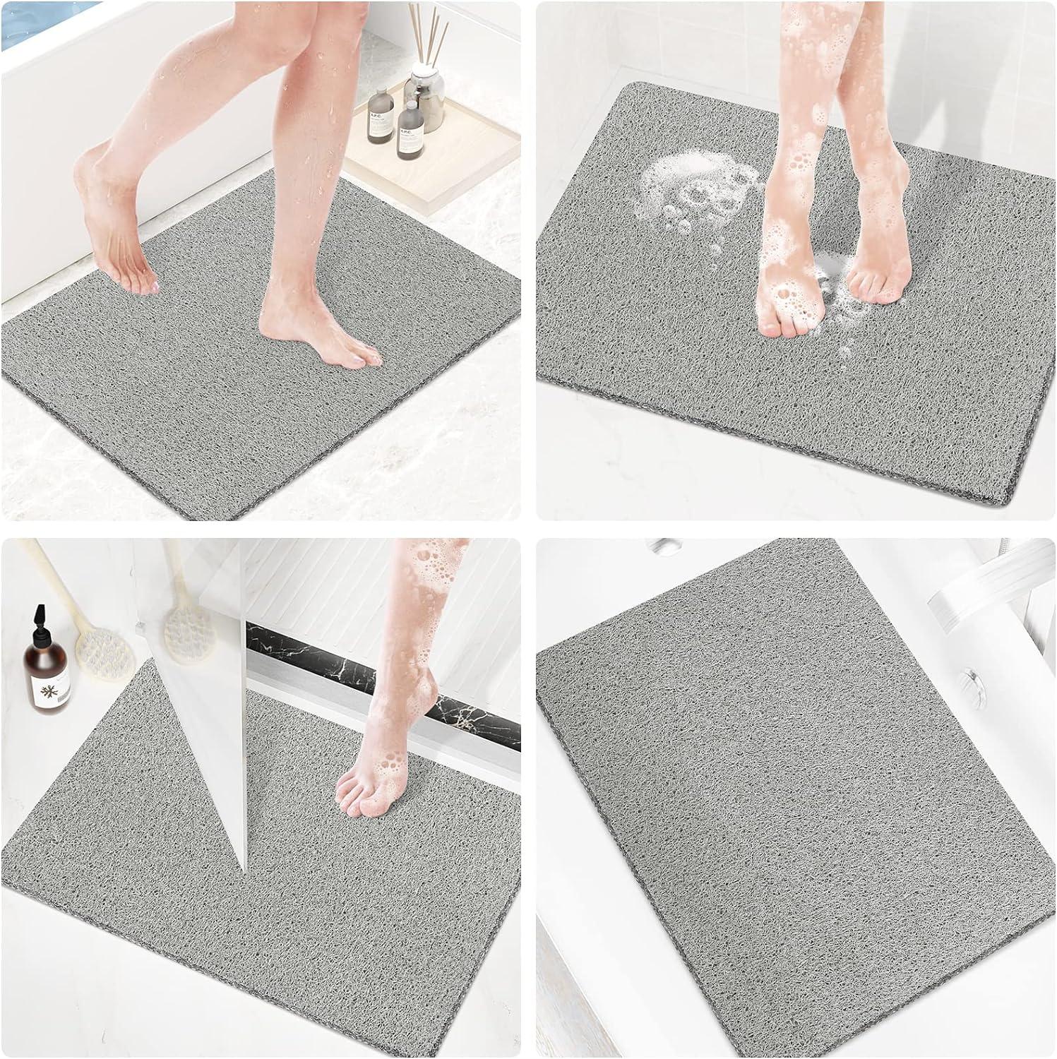 LuxStep - Tapete de ducha, de 24 x 16 pulgadas, tapete de baño  antideslizante con drenaje, tapete de baño de cloruro de polivinilo, de  secado rápido