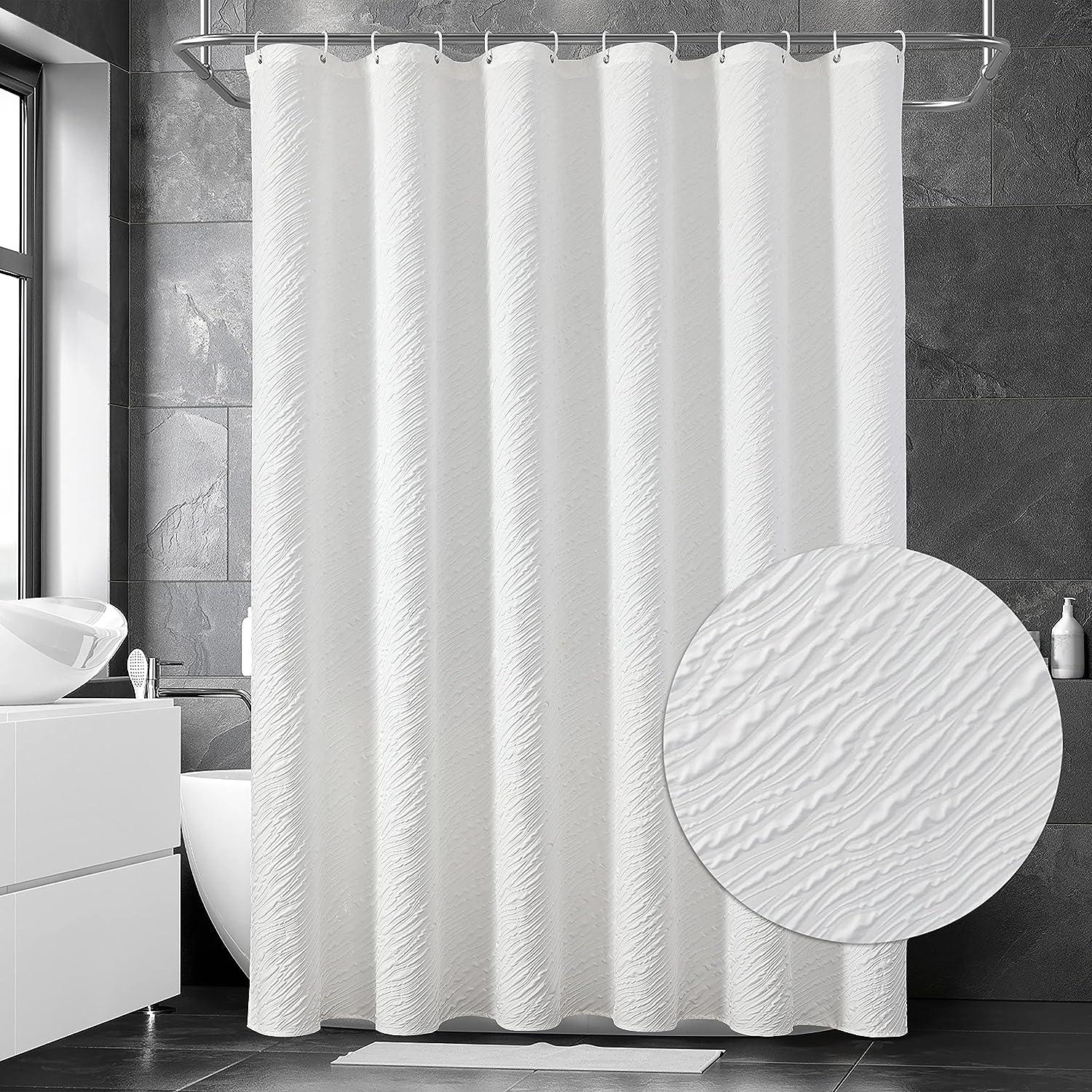Cortina de ducha blanca pura, gruesa, impermeable, lavable, decoración de  baño con agujero de metal para colgar, cortina para baño, duchas y bañeras