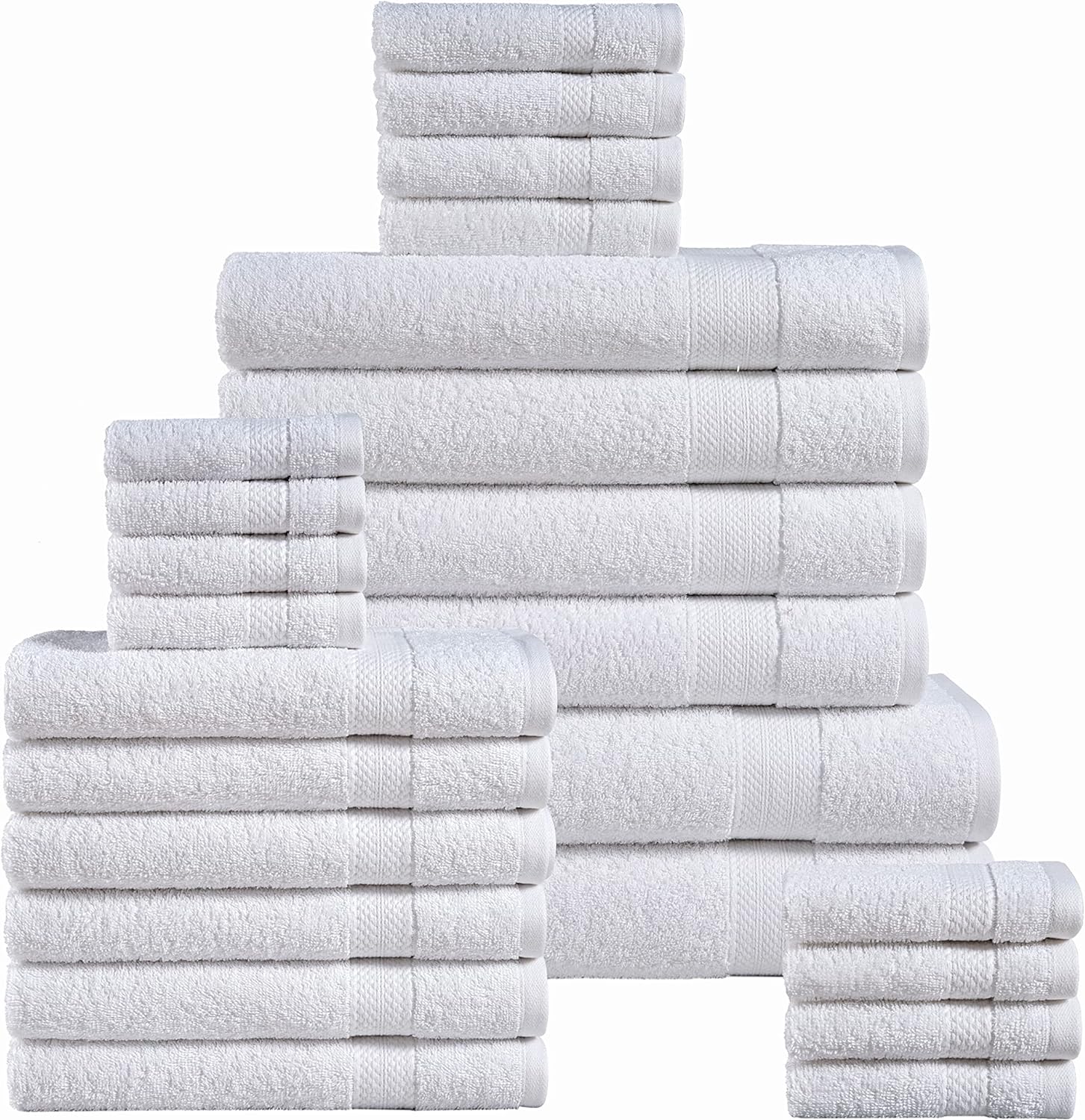 Wealuxe - Toallas de baño blancas de 24 x 50 pulgadas, juego de toallas de  algodón para baño, hotel, gimnasio, spa, suaves, extraabsorbentes, de