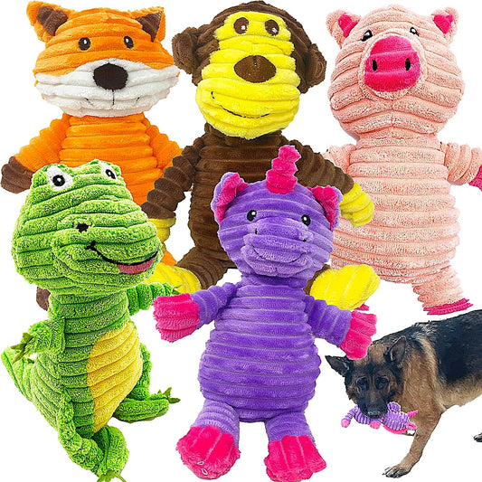 Paquete de 5 juguetes de peluche surtidos para cachorros y mascotas, juguete