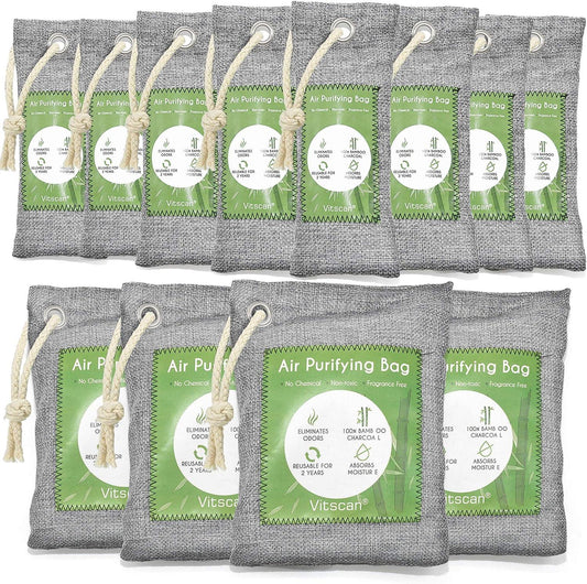 Paquete de 12 bolsas purificadoras de aire de carbón de bambú, bolsas de carbón - VIRTUAL MUEBLES