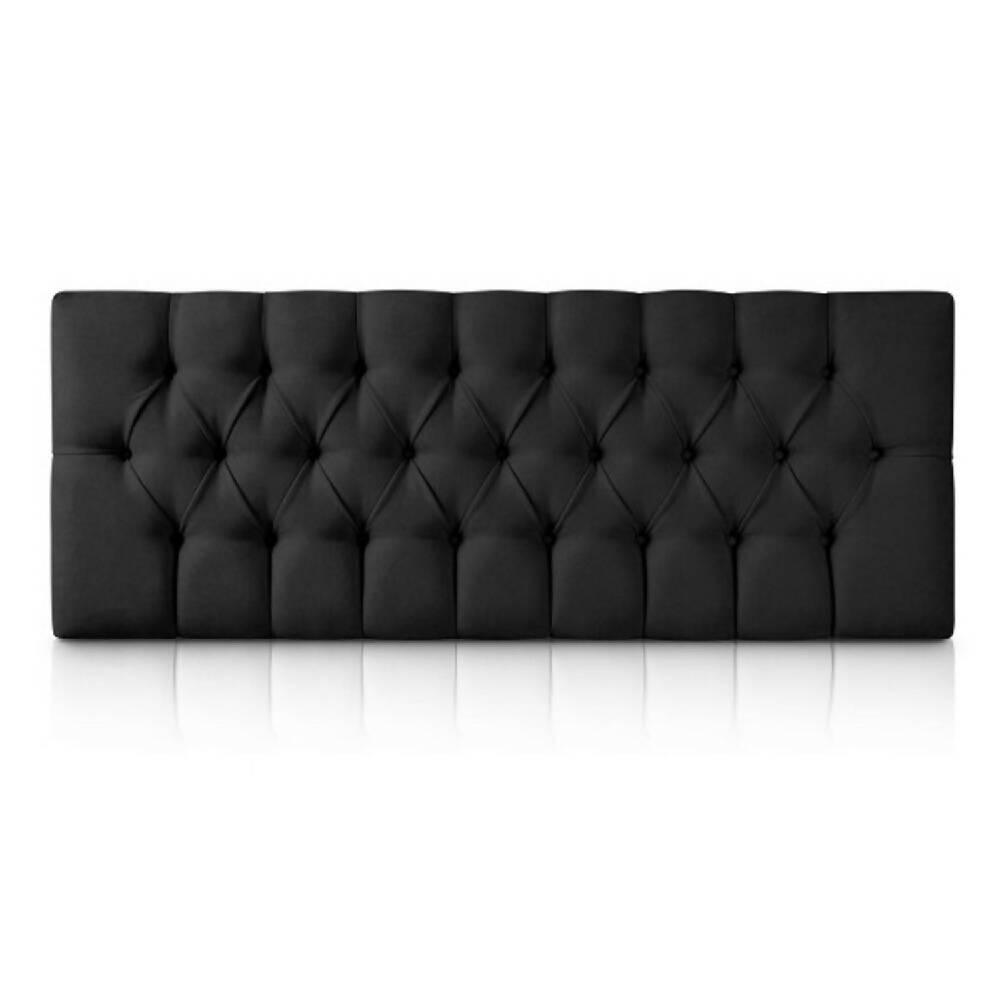 Cabecero Tapizado Tela Base Cama King Rombos Negro - VIRTUAL MUEBLES