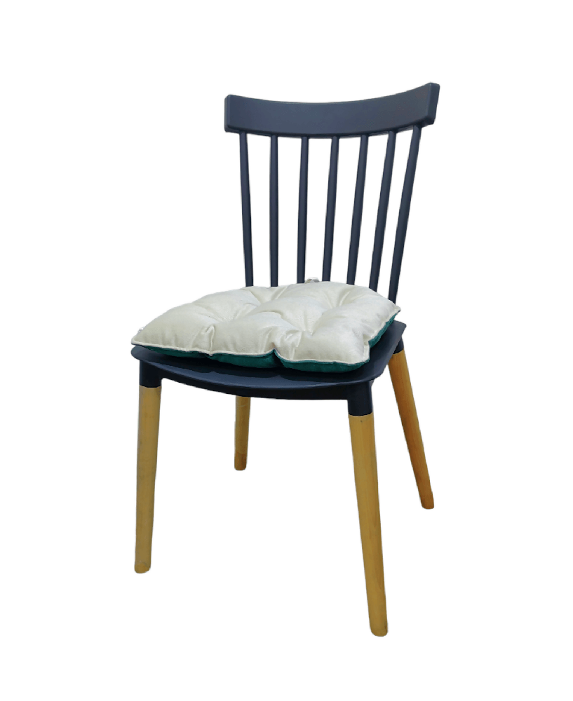 Cojin Para Silla Doble Faz Tela Pet-friendly - Verde y Marfil x4