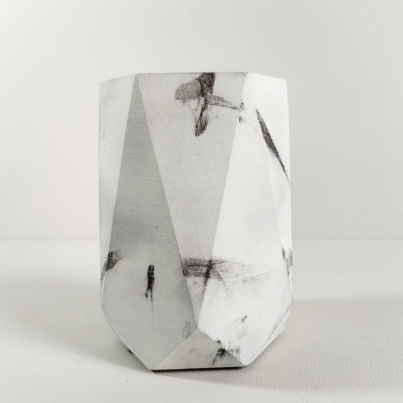 Florero Jarrón de Cemento 11x7 cm Mármol Negro - VIRTUAL MUEBLES