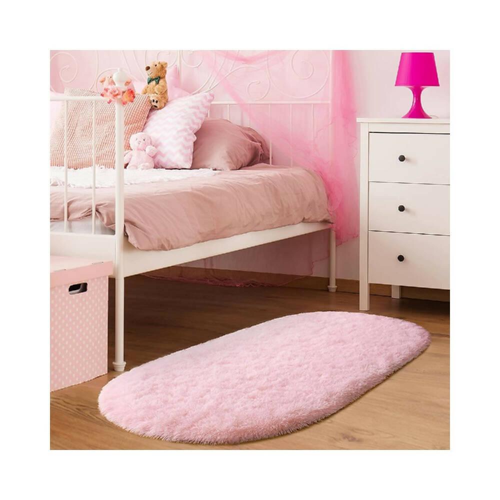 Tapete Pie de Cama Ovalado Rosa - VIRTUAL MUEBLES