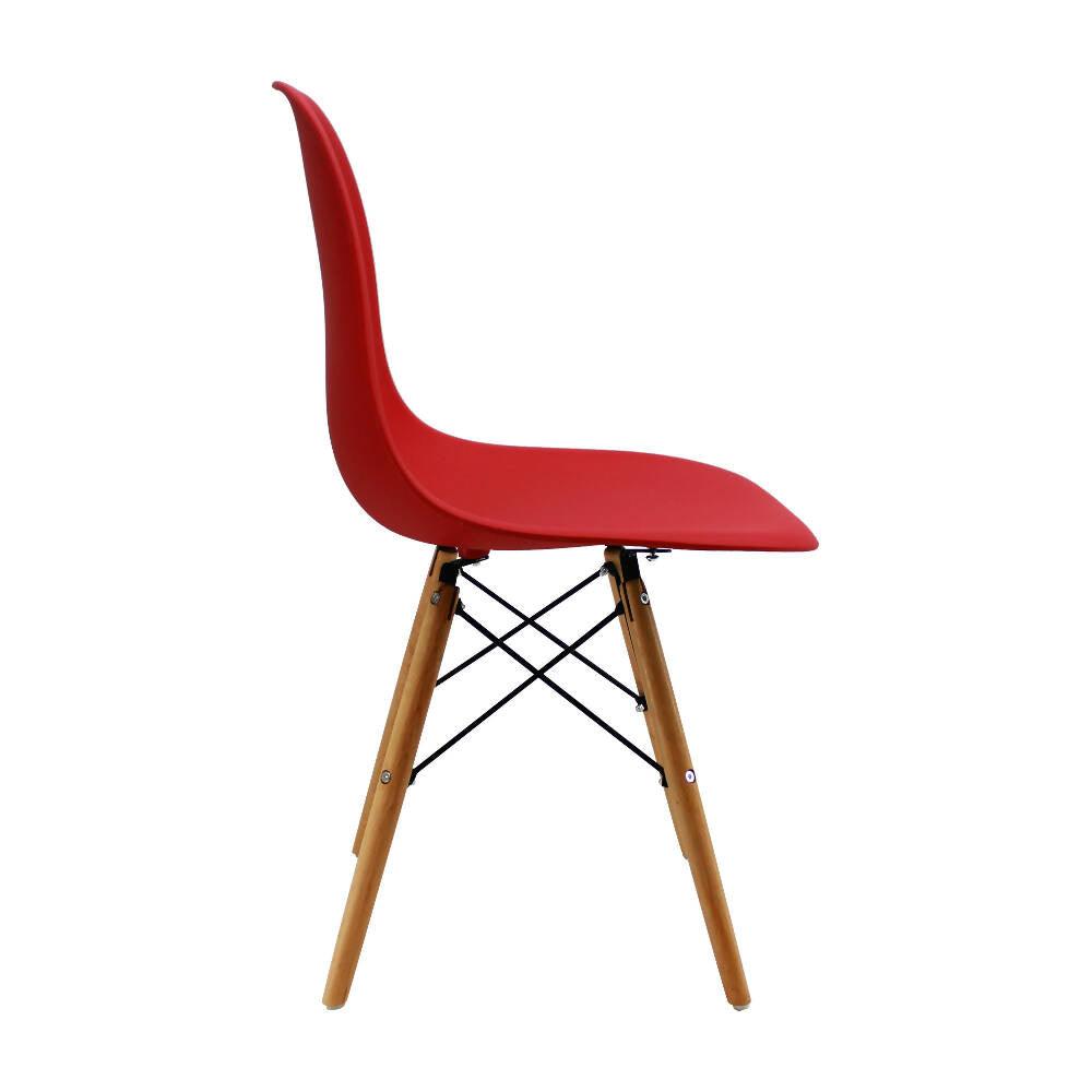 Kit por 6 sillas Eames Patas En Madera para comedor, sala, restaurante - Roja - VIRTUAL MUEBLES
