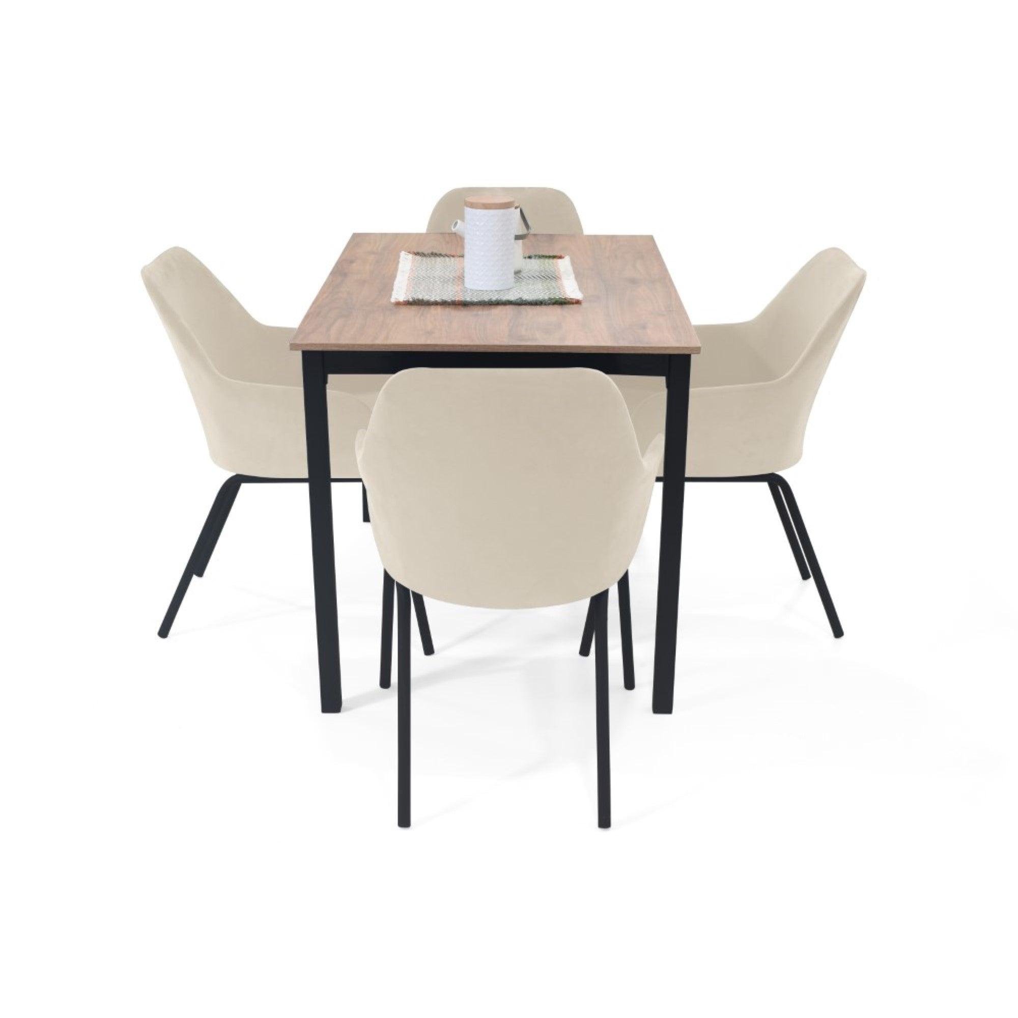 Comedor 4P Orion con Sillas Mendoza Tela Taupe - VIRTUAL MUEBLES