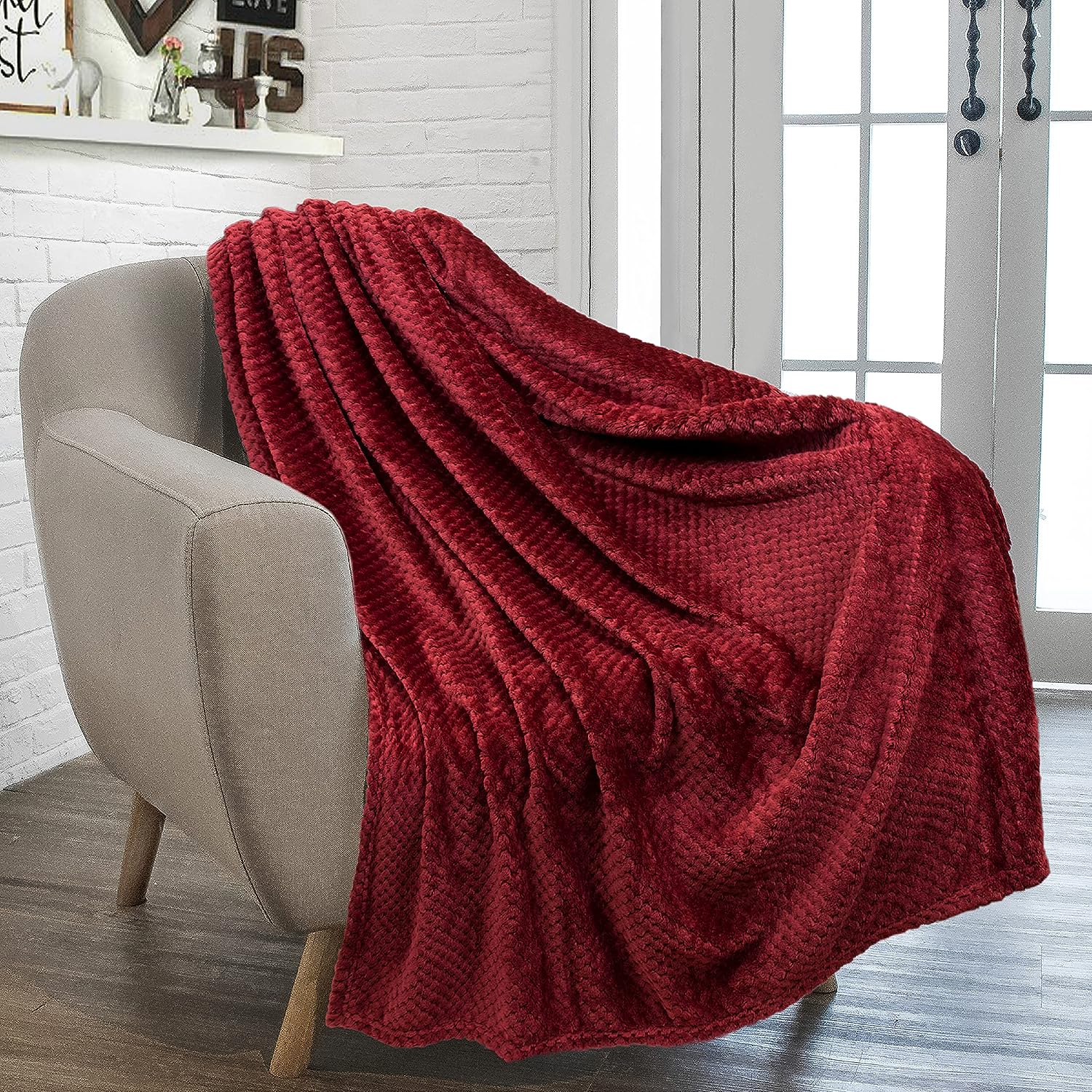 Manta de franela suave y cálida para sala de estar, sala de estar, sofá,  cama, 150 x 200 cm, gris liwang