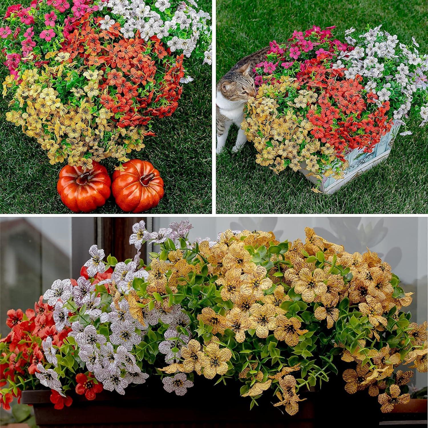 Flores artificiales para exteriores, plantas falsas, 16 paquetes de madera de - VIRTUAL MUEBLES