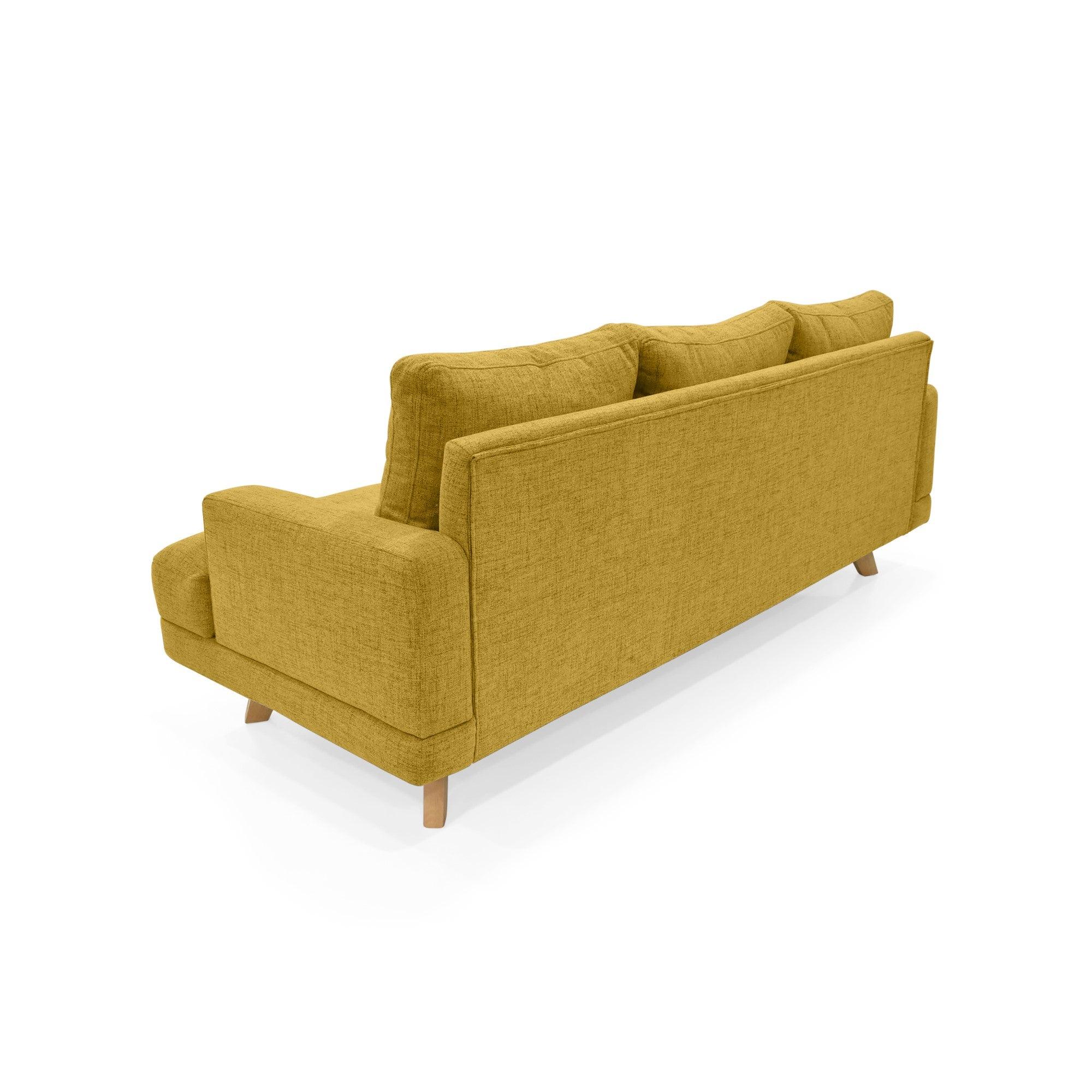 Sofa 3P Lisboa Tela Poliester Mostaza - VIRTUAL MUEBLES