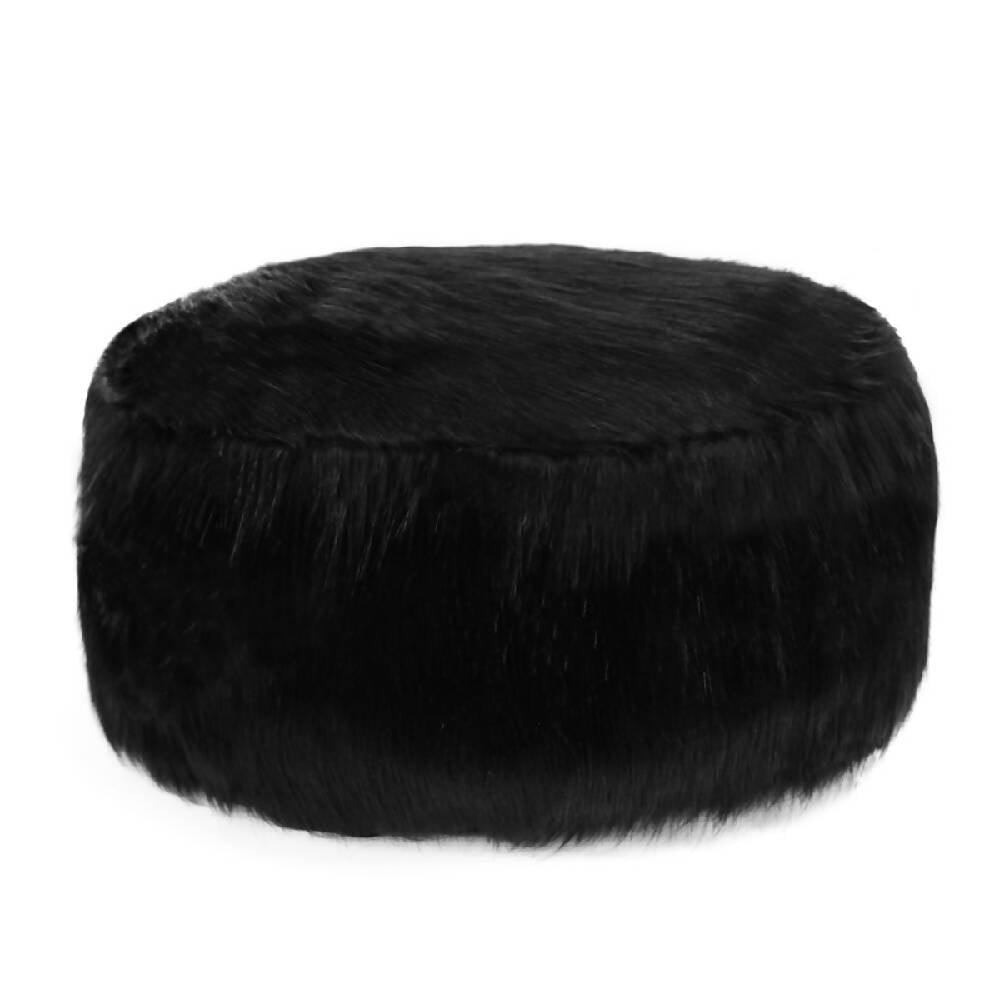 Puff Descansa pies Reposapiés En Peluche Negro - VIRTUAL MUEBLES