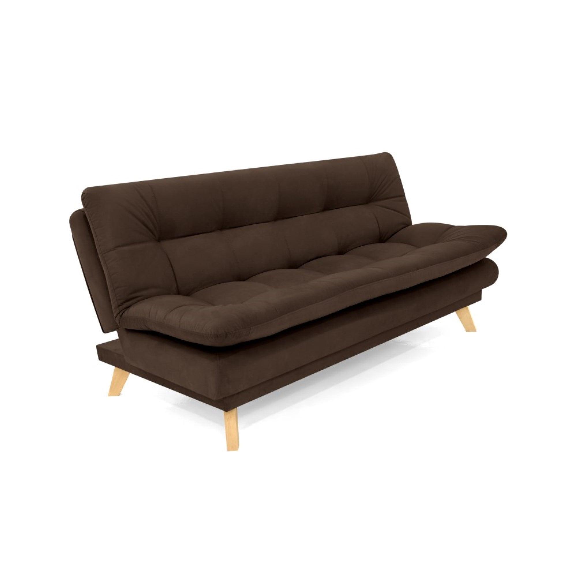 Sofa Cama Munich 3 Posiciones Tela Chocolate - VIRTUAL MUEBLES