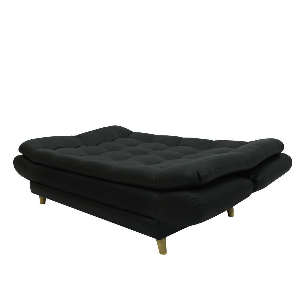 Sofá cama Damasco negro sintético - VIRTUAL MUEBLES