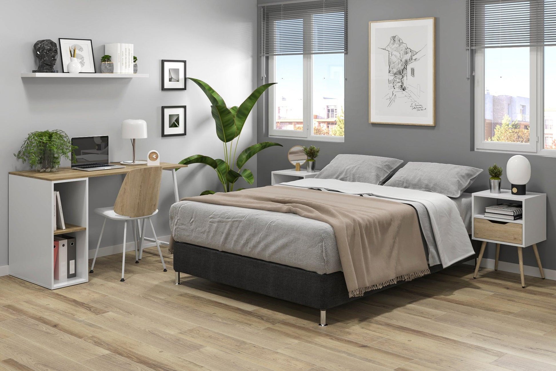Combo para Habitación Cain, incluye Cama Doble y Colchón.